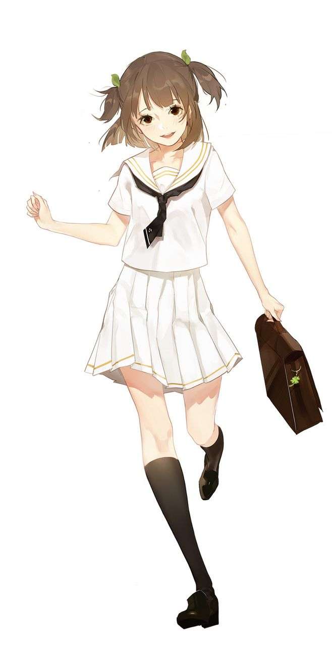 超心动水手服少女素材分享蓝铅笔