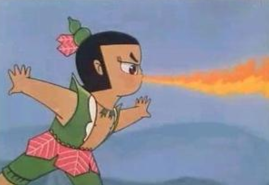 有谁有一个扎两个丸子头的女生喷火的头像?