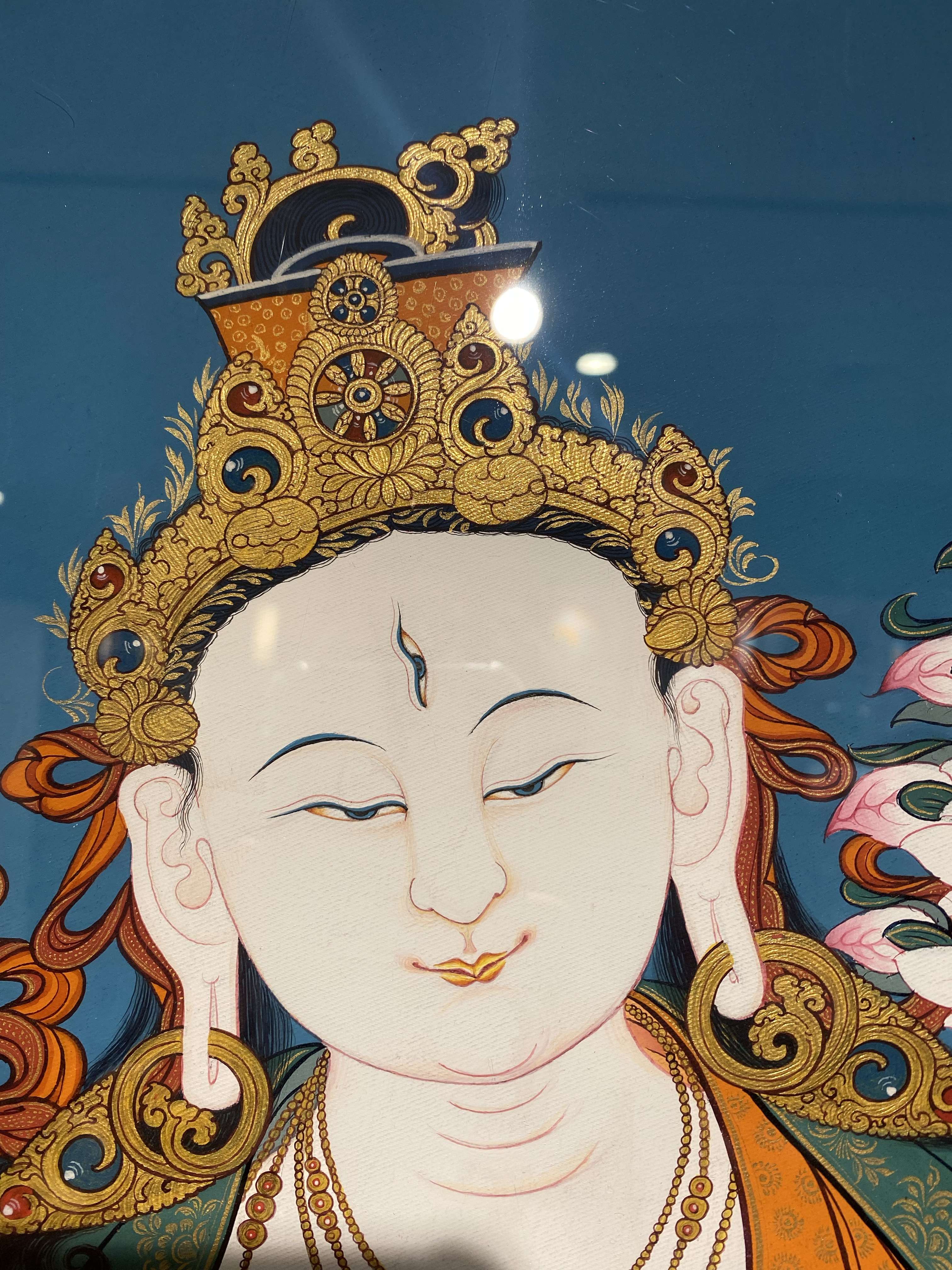 西藏唐卡杨弘毅 的想法: 白度母 画心:98*67cm 心咒:嗡达咧都