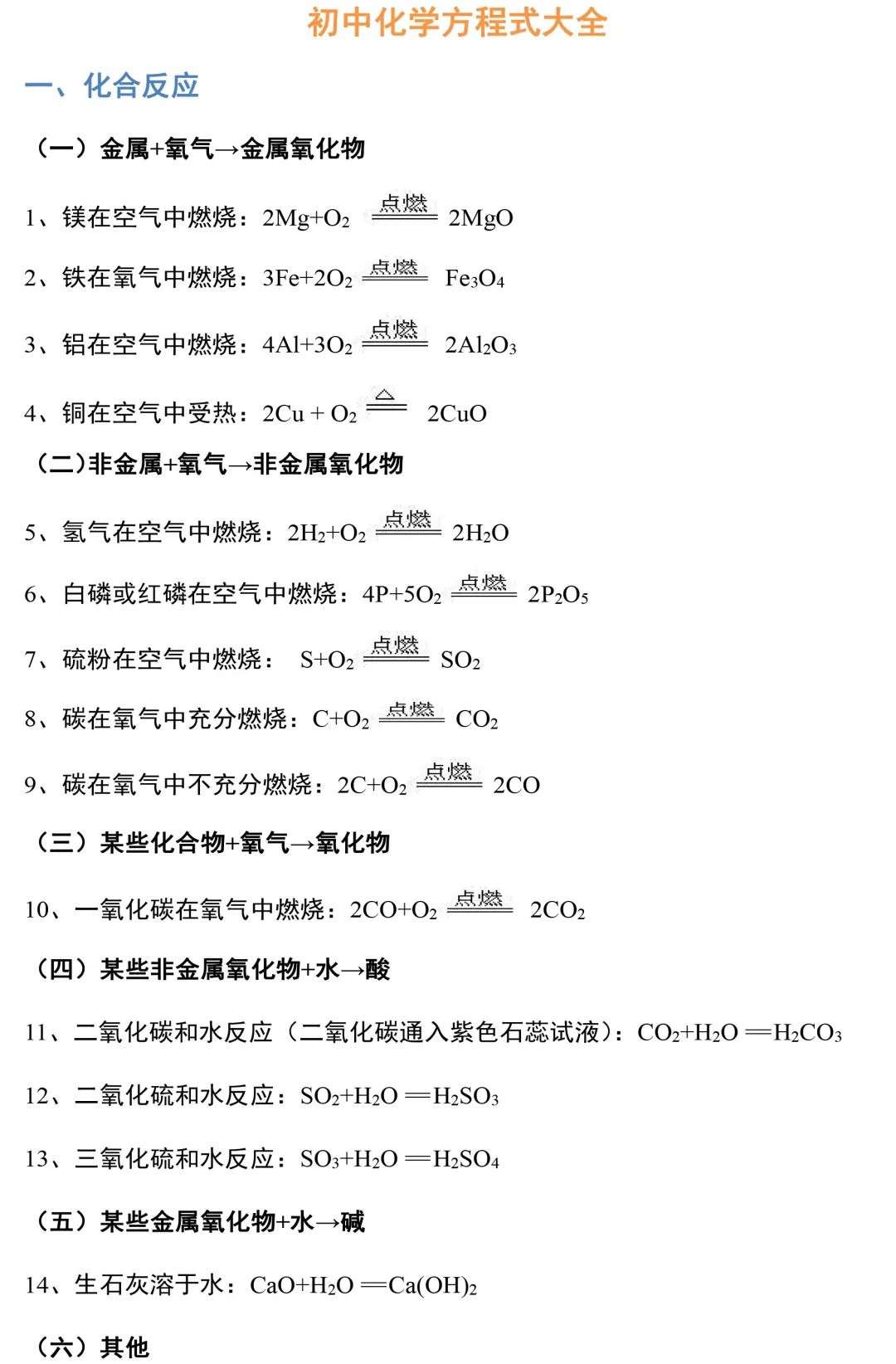 初中化学化学式及方程式大全 知乎 初中化学化学式及方程式大全 知乎