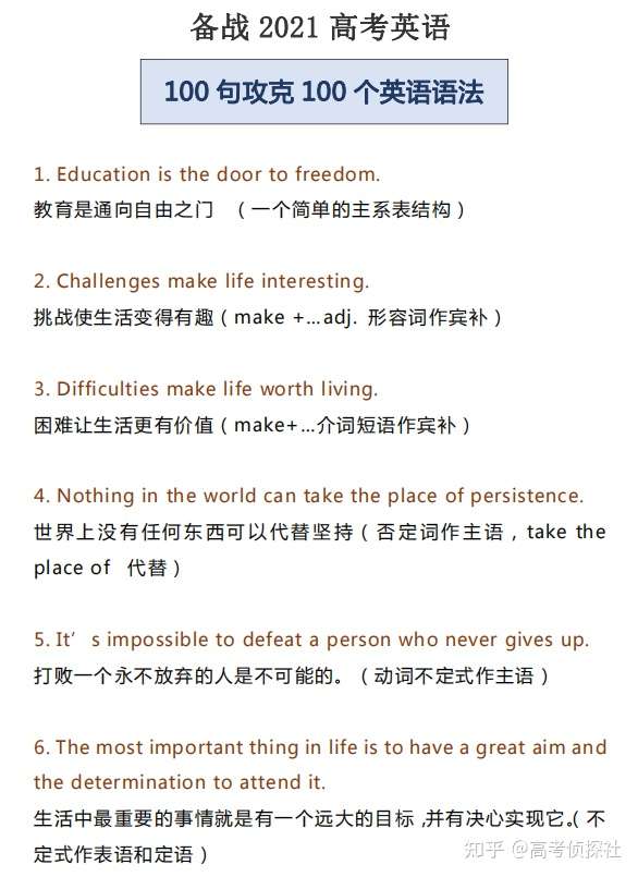 谁说高中英语语法难 100句攻克100个语法 轻松掌握 知乎