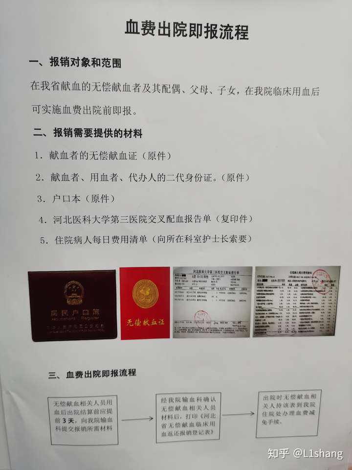 ps 这是我们医院用血报销流程,就贴在护士站.