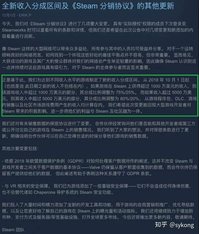 回报大型游戏开发者 V社更新steam分销比例 开发者最高可拿下80 分成 知乎