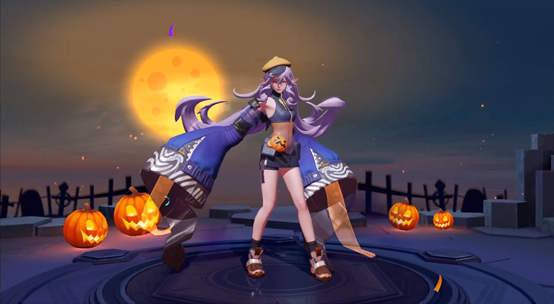 传说对决传说圣典皮肤南瓜跳跳糖绮萝皮肤特效展示