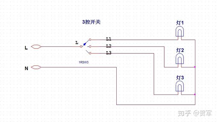 3脚3档船型开关接线图图片