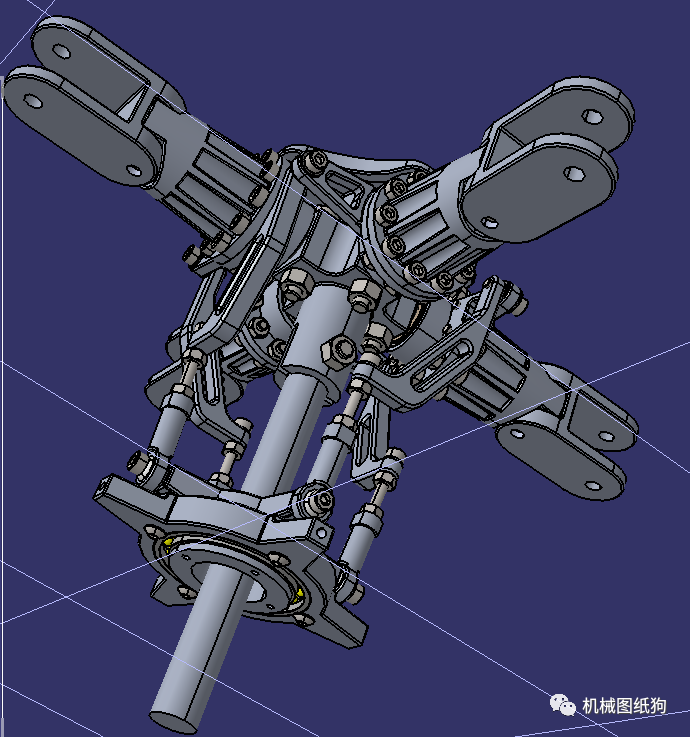 工程机械4叶直升机旋翼转子头3d图纸step格式