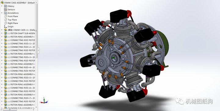 发动机电机radialengine3497缸星形发动机solidworks设计附step