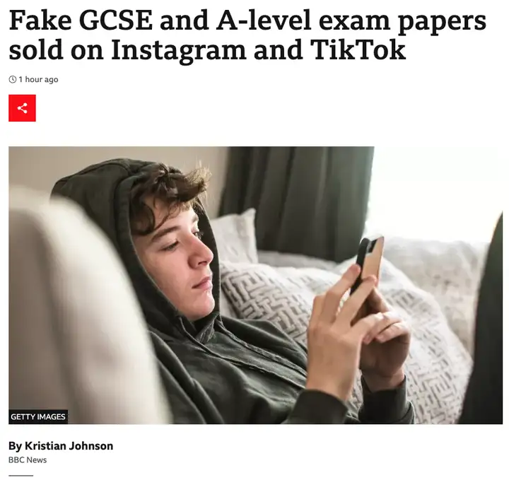 已有学生受骗！有人在TikTok高价出售GCSE和A-level假试卷