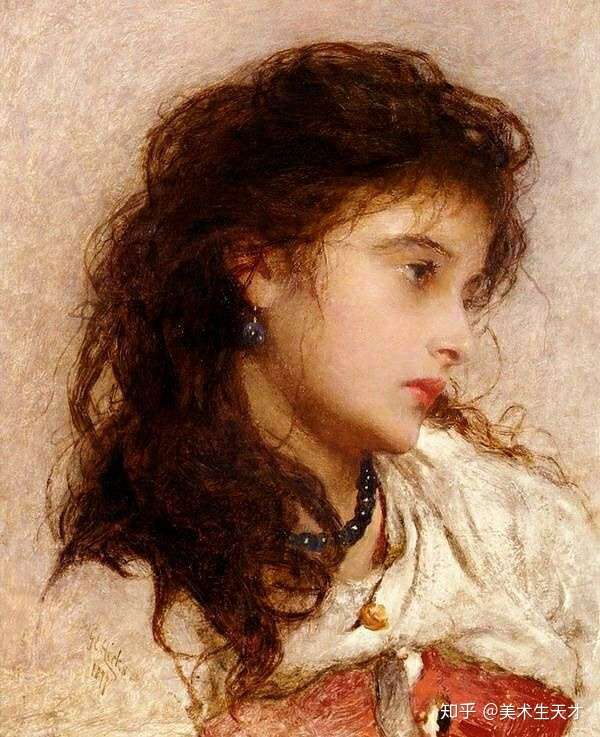 英国画家george elgar hicks-油画人物肖像,这样真挚的眼神,你心动了
