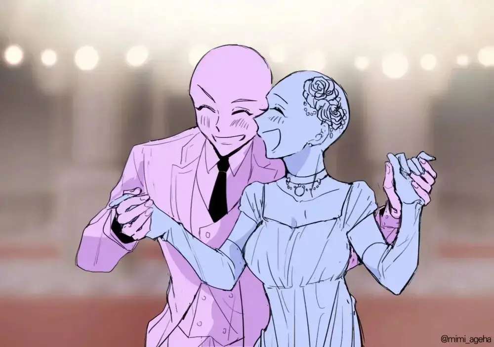 更多绘画素材和资源→链接双人cp动作参考素材~无情的画图机器生活就