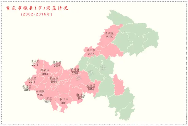 2011年12月,綦江县与万盛区,大足县与双桥区合并,成立綦江区