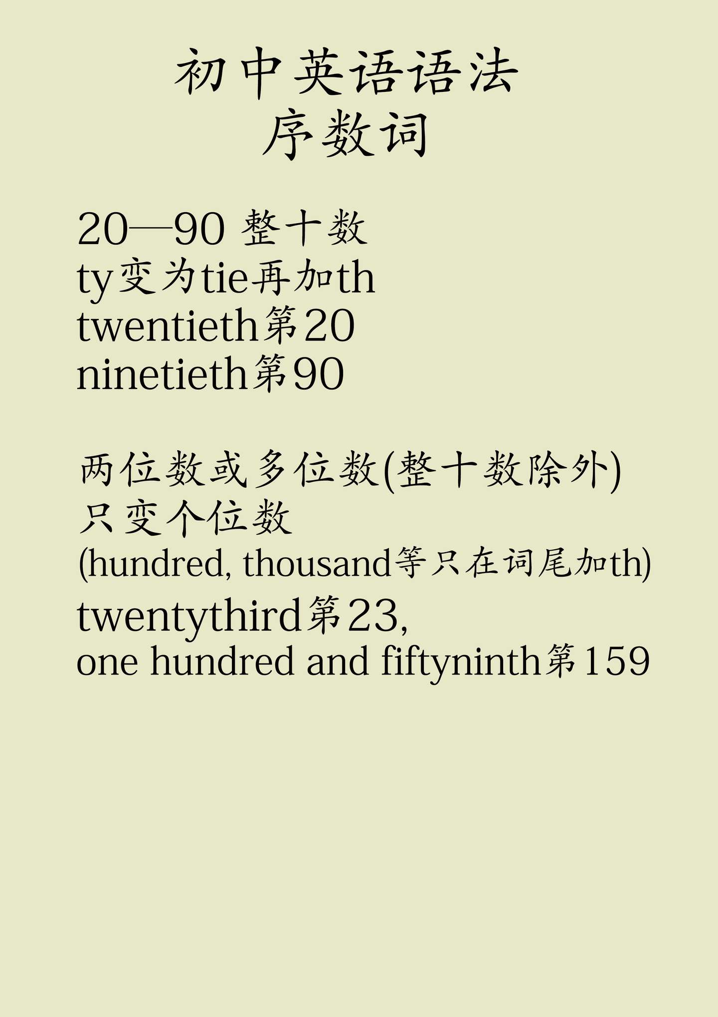 初中英语语法序数词的使用 知乎