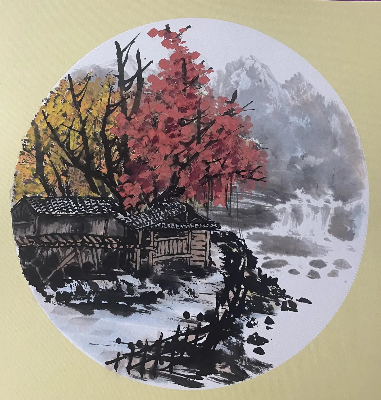 伊藤渓水自筆 老松寿帯鳥図 掛軸 共箱 - 絵画/タペストリ