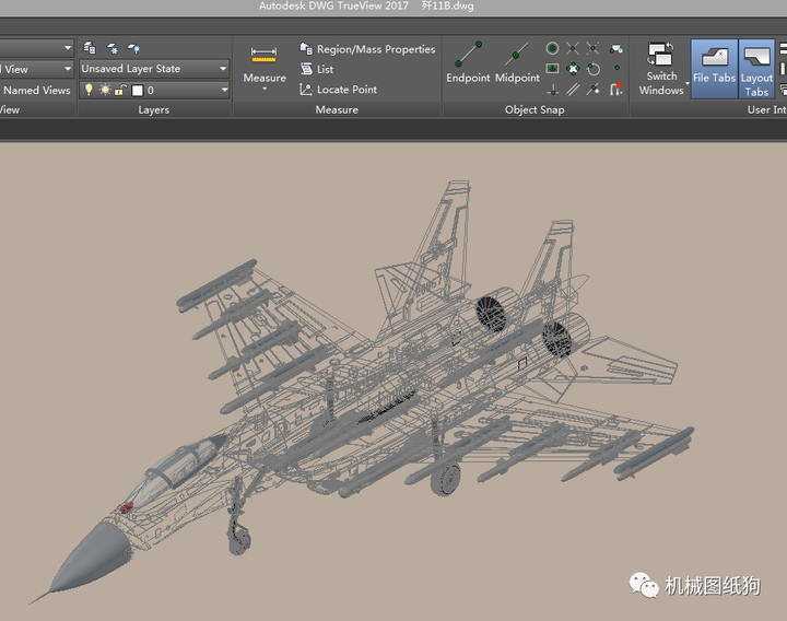 飞行模型歼11战斗机3d模型autocadzwcad设计dwg