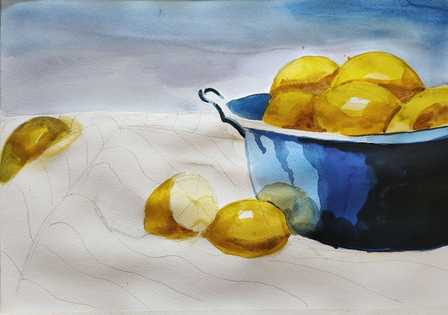 老许教画画 的想法: 水彩画静物柠檬,按三步骤画完,柠檬的色… - 知乎