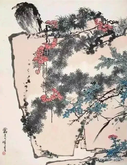 ZW 中国画 古美術 唐物 潘天寿山水図 真筆逸品 肉筆保証 中心