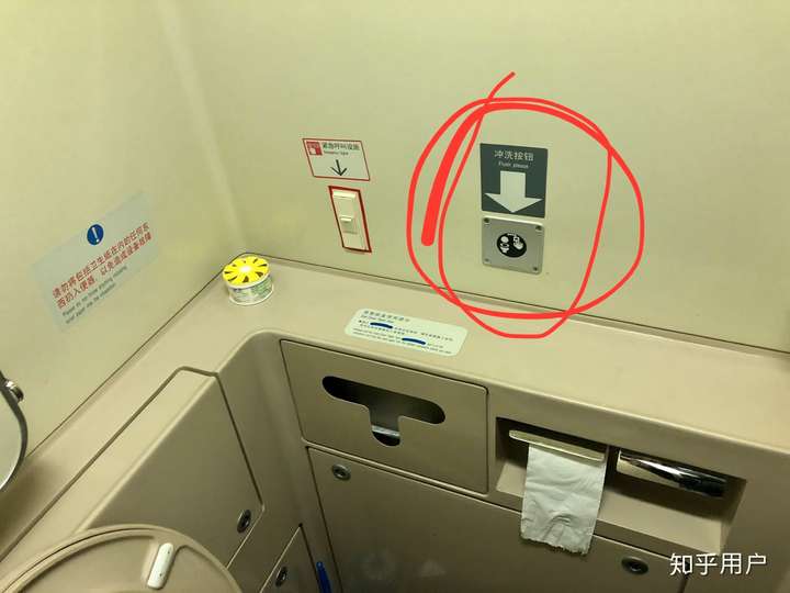 关于火车上的卫生间马桶的冲水按钮?