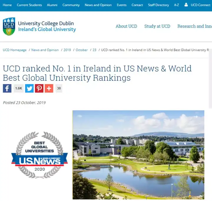 2020年全球最佳大学排名：爱尔兰都柏林国立大学上榜！