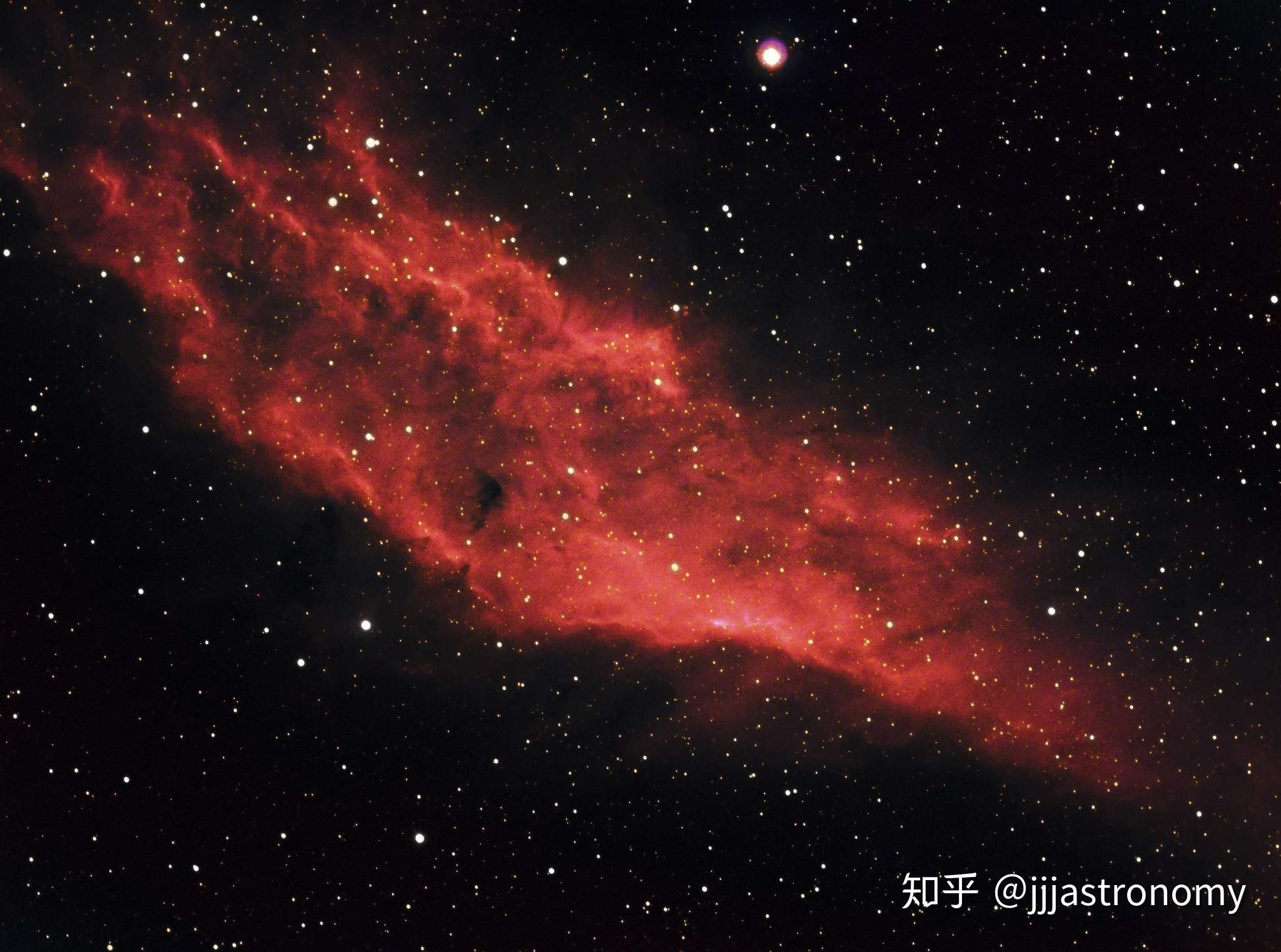 jjjastronomy 的想法: ngc1499,形似加州地图,所以又叫加州星