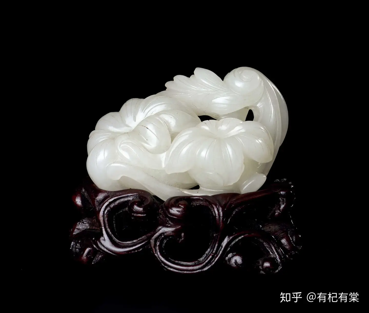 中国 玉石白玉彫刻 葉文 玉皿 玉器 N R1038 - 彫刻/オブジェ