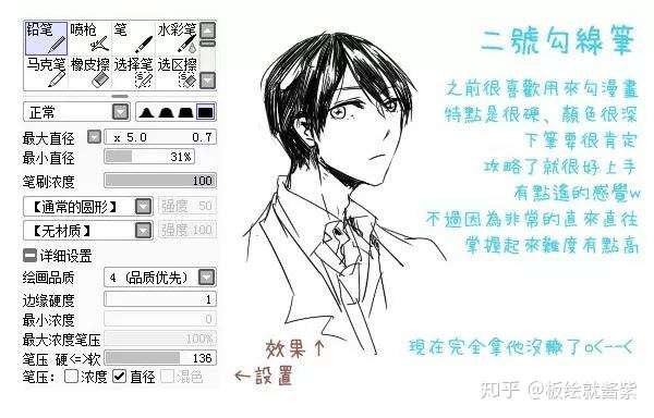 Sai教程 笔刷不求人 Sai常用笔刷设置 满足你所有需求 知乎