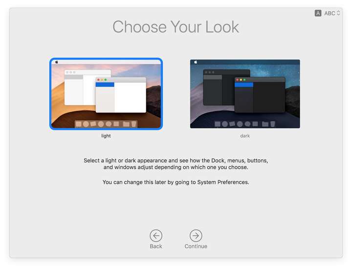 macOS 10.14 Mojave choose your look