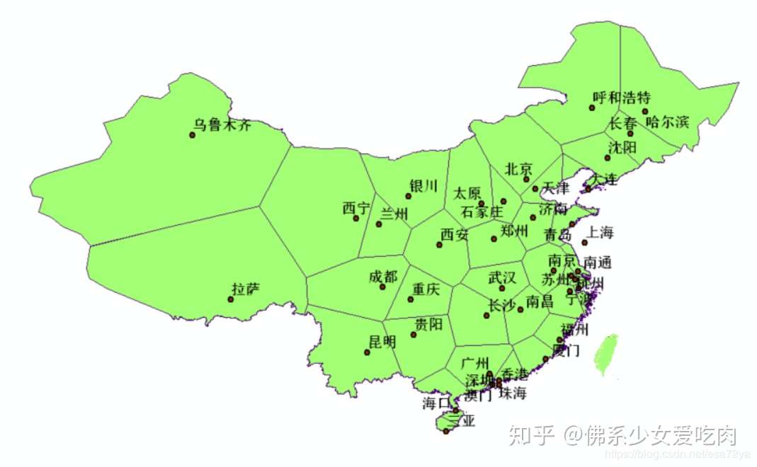 用arcmap的泰森多边形工具 分析全国大城市之间的关系 知乎