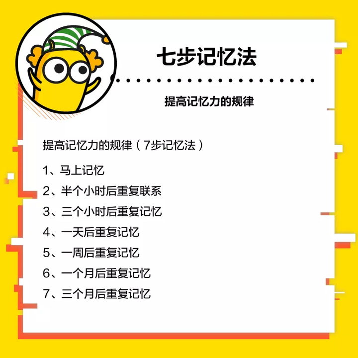 七步记忆法是 根据记忆遗忘曲线,在部分遗忘后