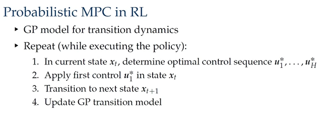 Sanket Kamthe, Marc P. Deisenroth, Data-Efficient Reinforcement Learning with Probabilistic Model Predictive Control, Proceedings of the International the Conference on Artificial Intelligence and Statistics (AISTATS), 2018