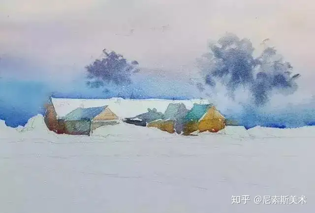 水彩教程| 教你画水彩雪景- 知乎