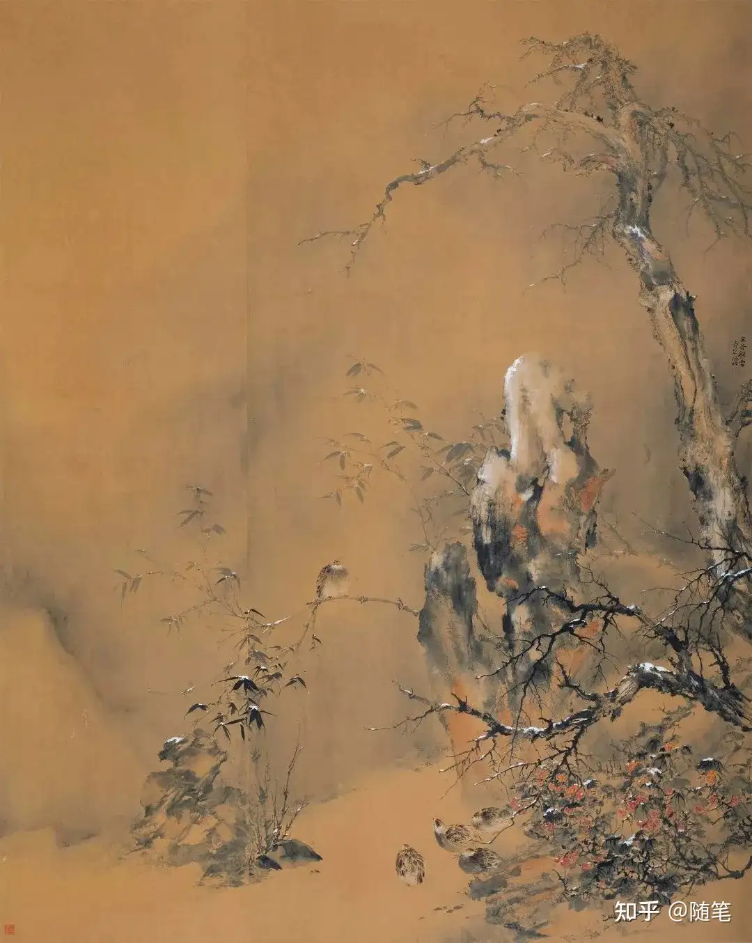 古美術模写 宋人『竹虫図』中国古画 水墨画 工筆画 絹絵 - 美術品 