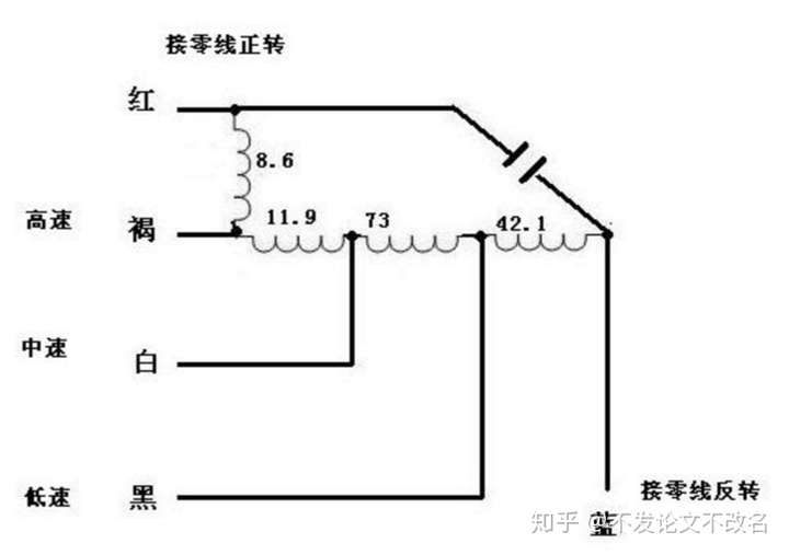 看圖配線表已經模糊看不清了,不過單相三速電機的接線如下圖所示.