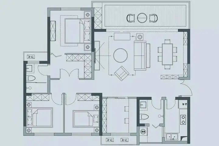 美式轻奢风格三居室装修实景图鉴赏(图4)