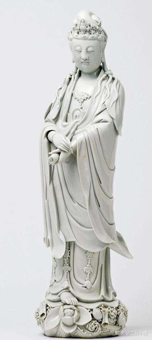 渡海观音。 德化白瓷。 清中期。中国骨董。古美術