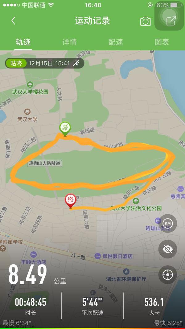 珞珈山路,空氣好的不要不要的,一圈2.25km