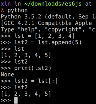 python 中 为什么我用lst.append(x)给 lst2 赋值得
