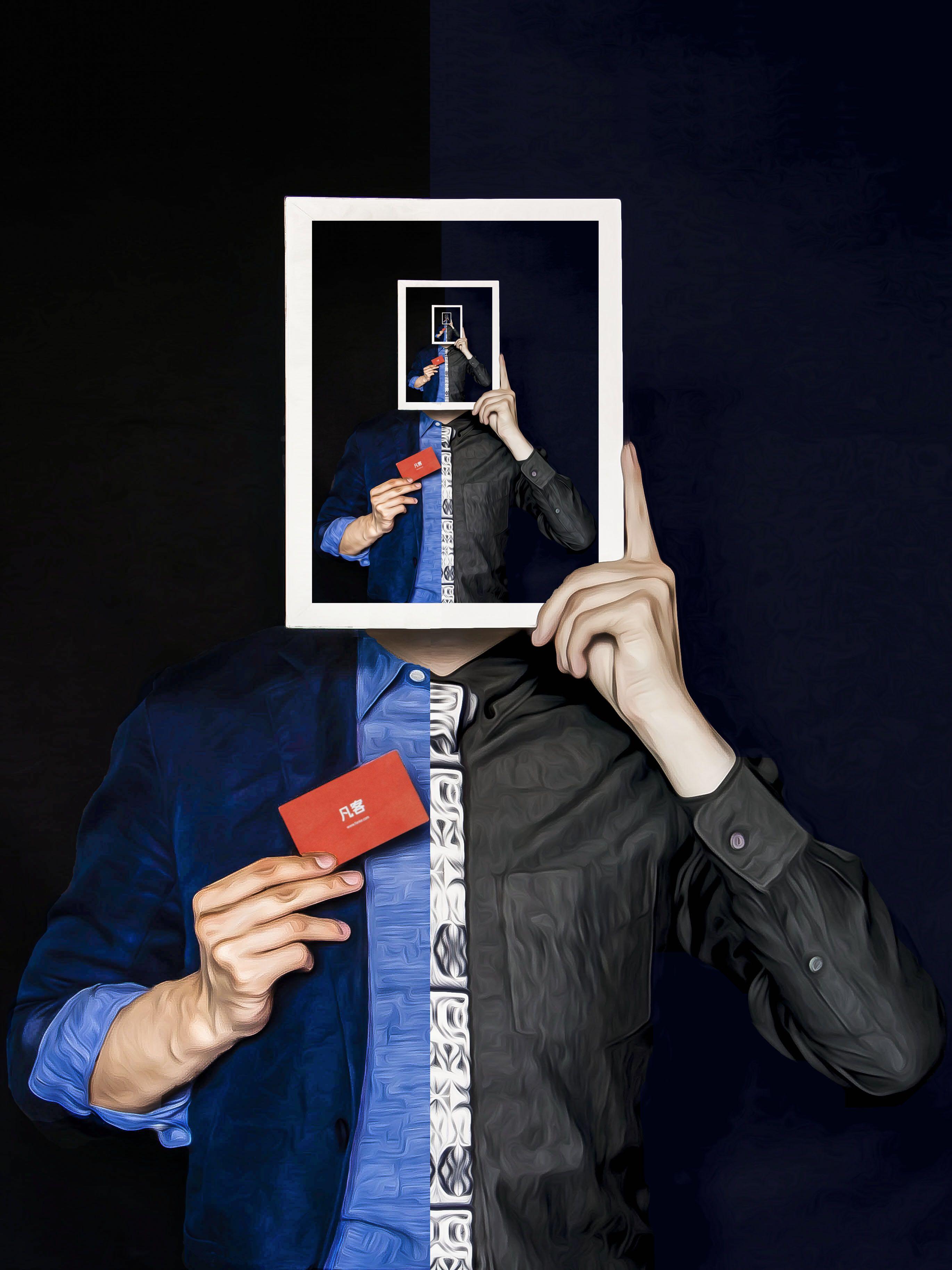 参看李涛photoshop小技巧 :课时4制作画中画.好像又叫递归效应.