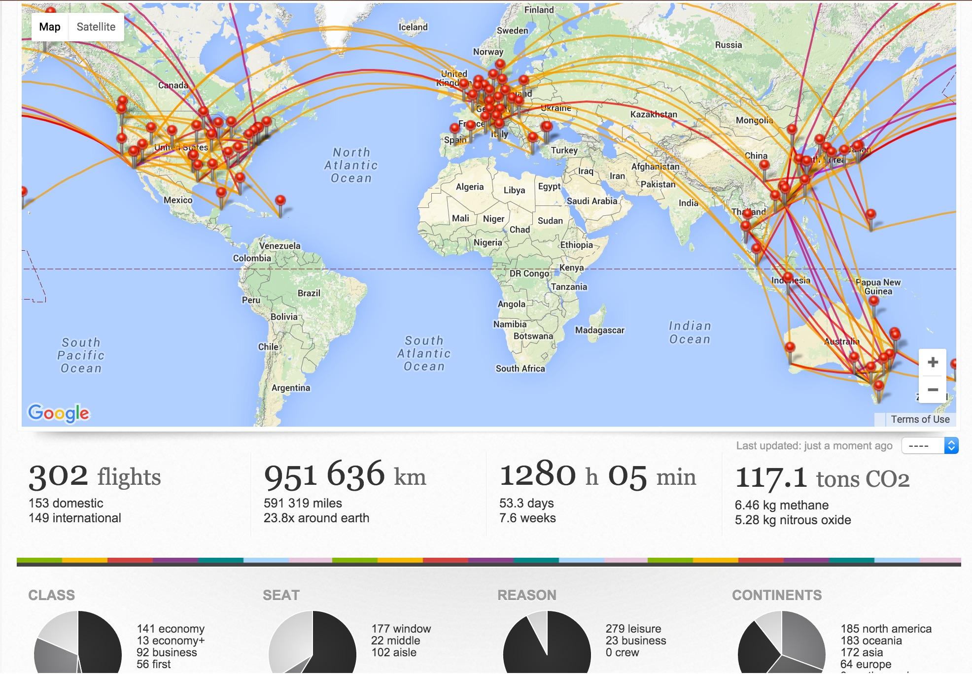 先放张2013年起飞过的航线(flight diary). 反正来来