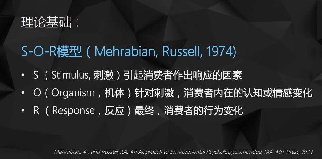 例如mehrabian和russell共同提出sor模型,本是对传统购物情境下消费