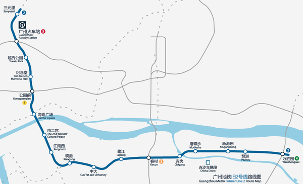 廣州舊2號線時期,已經明確了線路走向,但是廣州地鐵官方決定更改走向