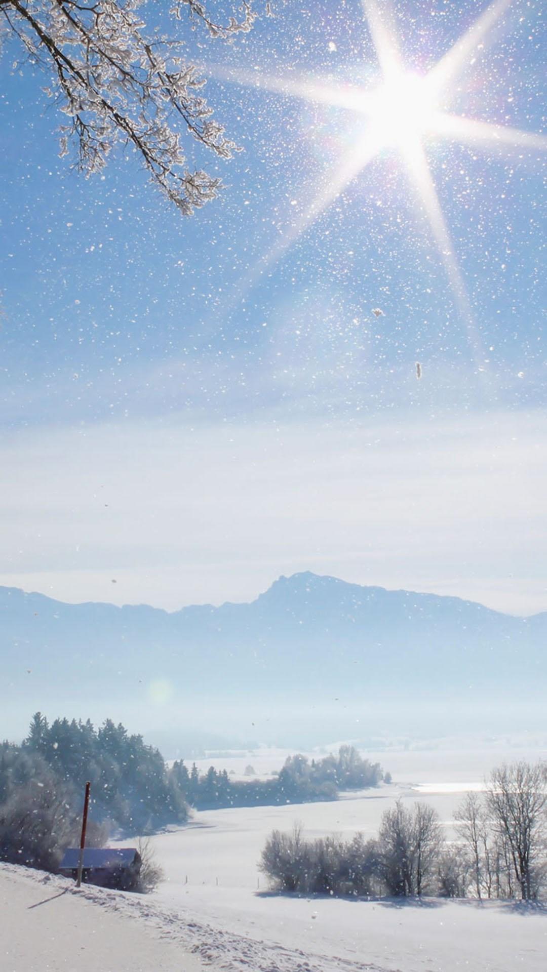 唯美的落日山中雪景高清电脑壁纸-风景-3g电脑壁纸图片