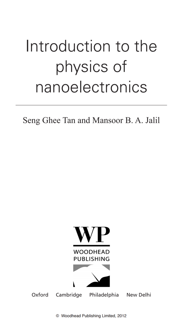 Introduction To The Physics Of Nanoelectronics - 知乎