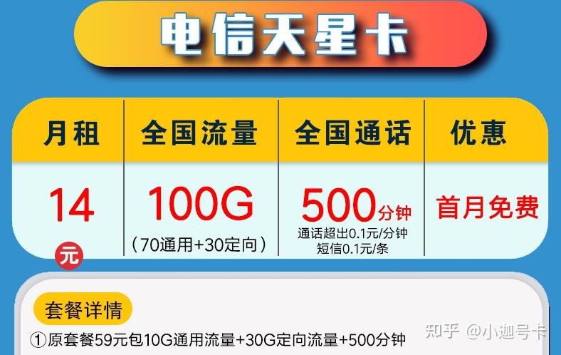 電信天星卡可髮禁區的大流量卡1424元享100g流量500分鐘語音