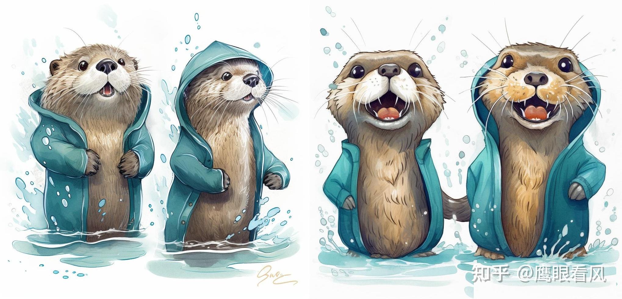 "little otter, multiple poses and expressions, childrens book