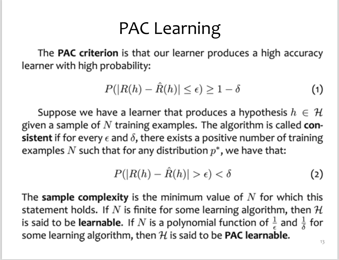 pac hypothesis in machine learning