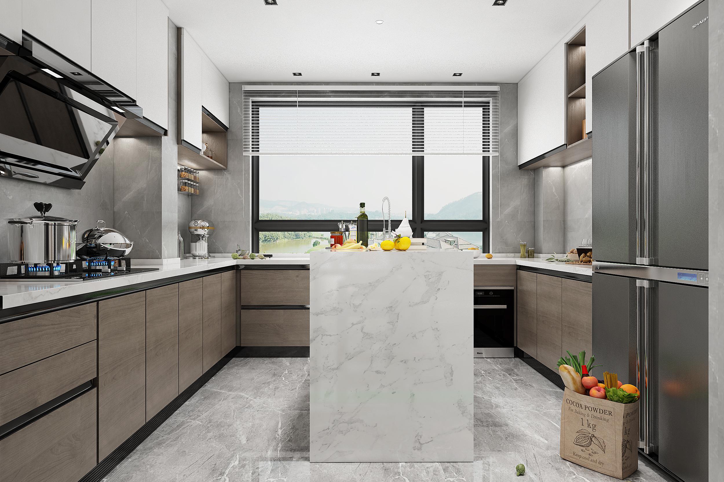 银川中式轻奢装修风格 厨房效果图