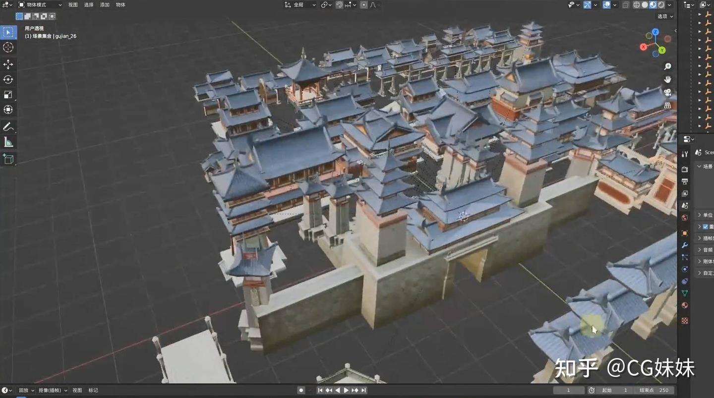 古风国风主题城楼建筑模型库下载,全3D可用 - 知乎