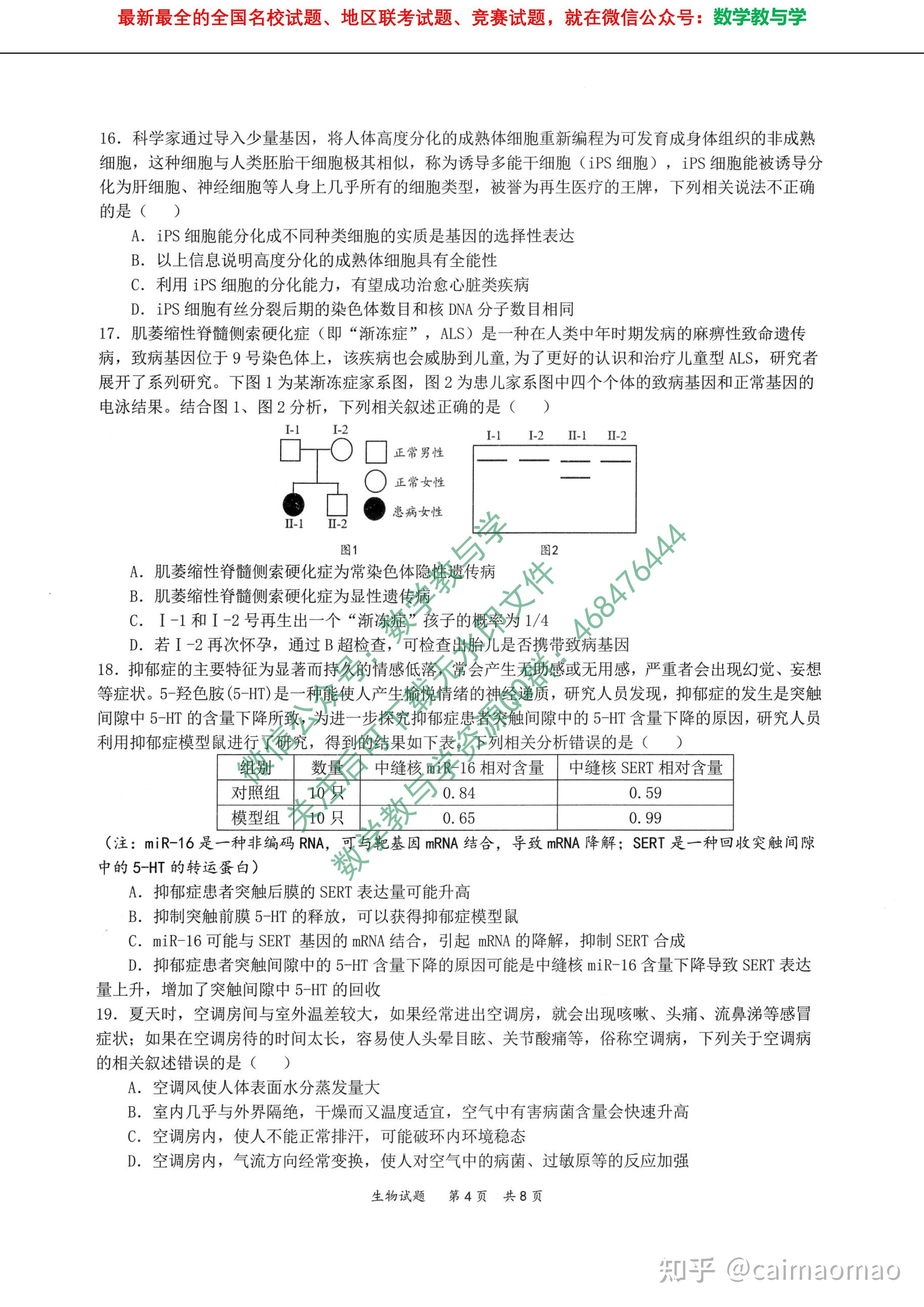 2022届t8联考八省八校联考高三上学期第一次联考生物试卷及答案