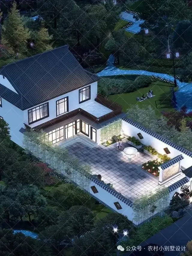 48款二层中式合院别墅,二层新中式四合院农村自建房别墅设计图 - 知乎