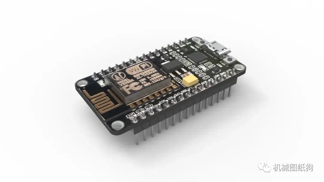 工程机械hiletgoesp8266嵌入式芯片模型3d图纸solidworks设计附step